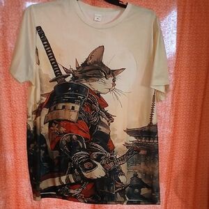 Samurai Cat Graphic T-Shirt XL